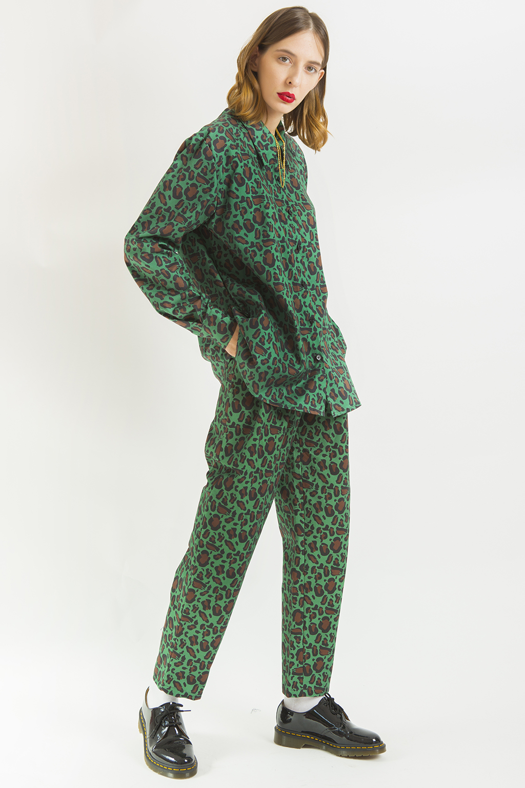 Green Leopard Double Pleat Pants – Klelia Andrali